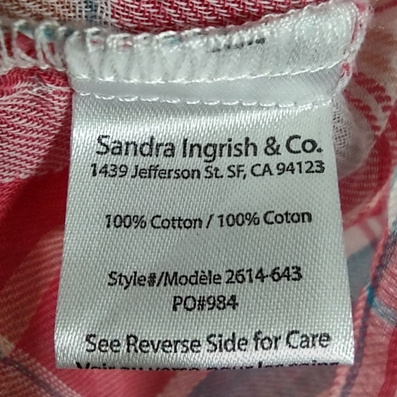 SANDRA INGRISH Sz 14W Women's 100% Cotton Button-up Plaid Long sleeve Shirt Top - Picture 10 of 13